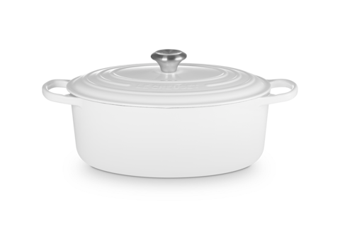 LE CREUSET ホワイト 6.75 Qt. Signature Round Wide Dutch Oven (White) | Le