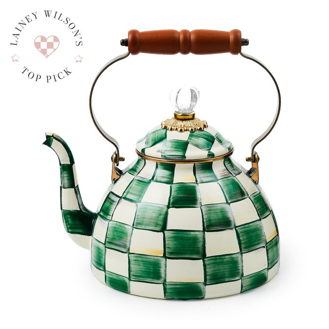 Mackenzie Childs - Mocha Check Tea Kettle