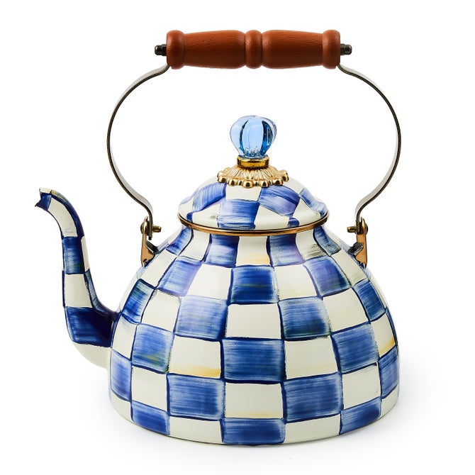 Mackenzie Childs - Mocha Check Tea Kettle
