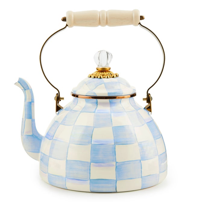 Mackenzie Childs - Mocha Check Tea Kettle