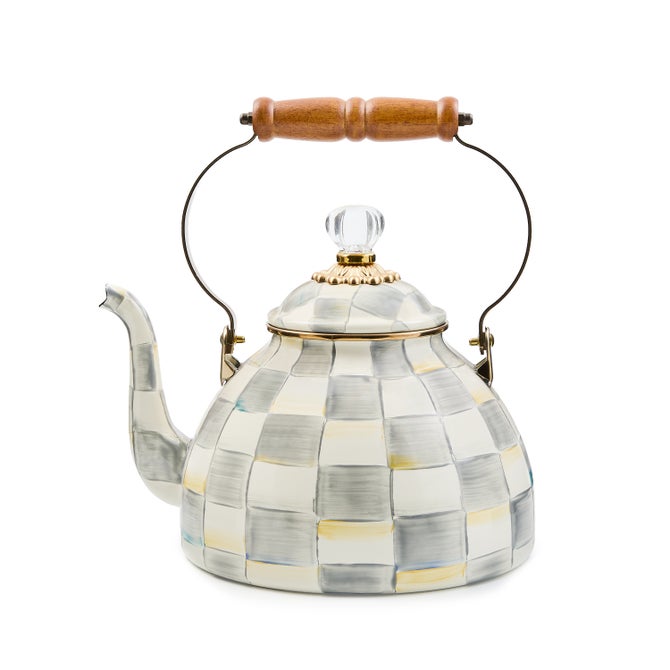 Mackenzie Childs - Mocha Check Tea Kettle