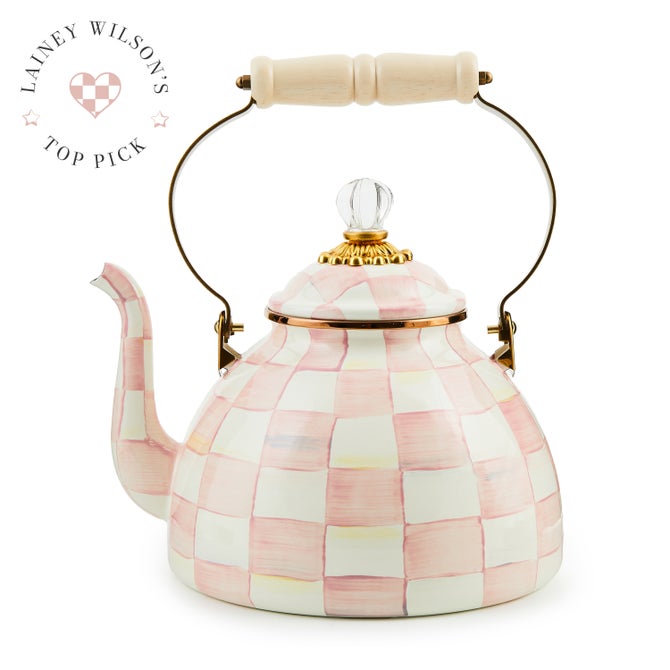 Mackenzie Childs - Mocha Check Tea Kettle