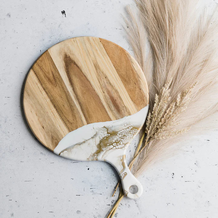 Lynn & Liana Design - Round Cheese Paddle Acacia Boards
