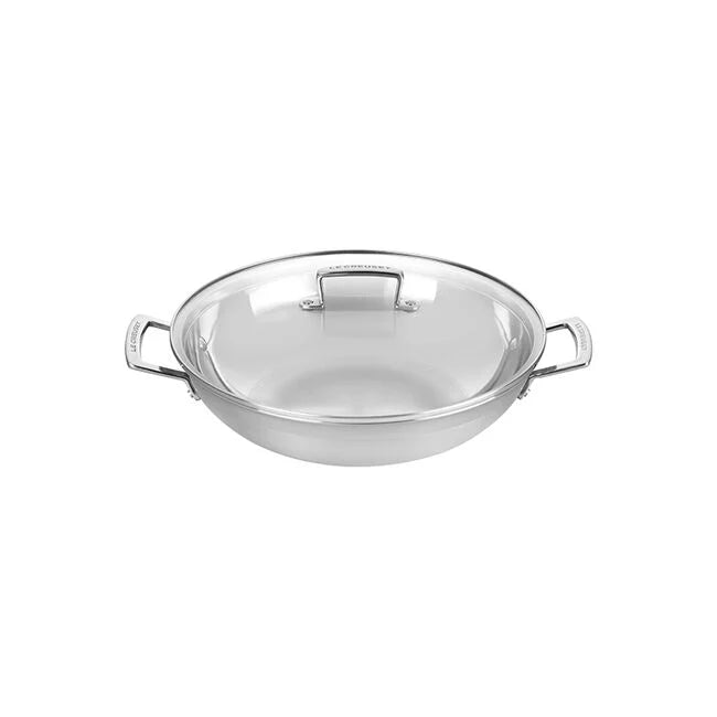 Le Creuset - Classic Stainless Steel Round Wok with Glass Lid