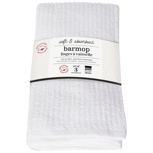 Now Designs - Utility Barmops Large White Set of 3