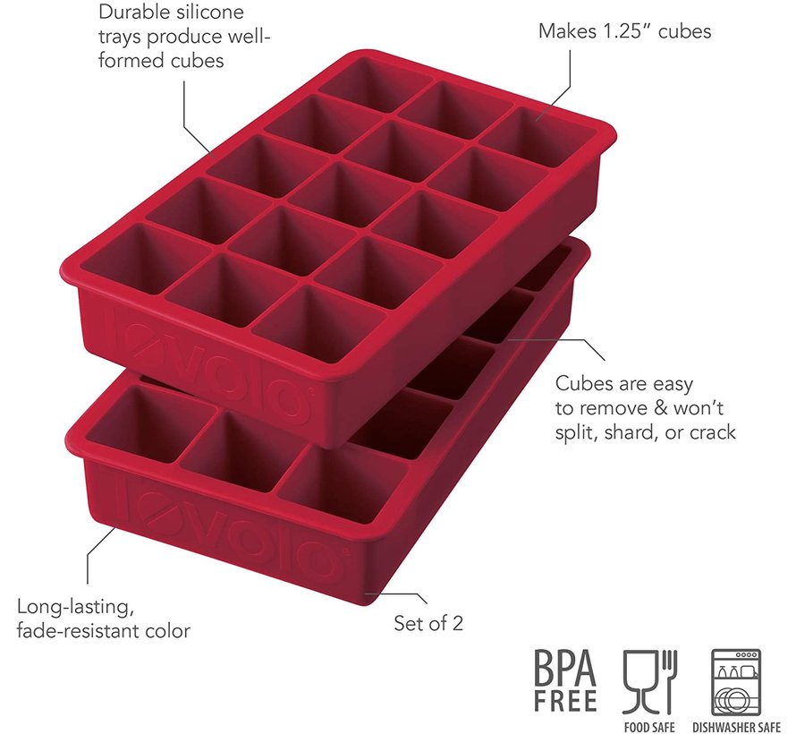 Tovolo - Perfect Cube Ice Trays - Set of 2 Red