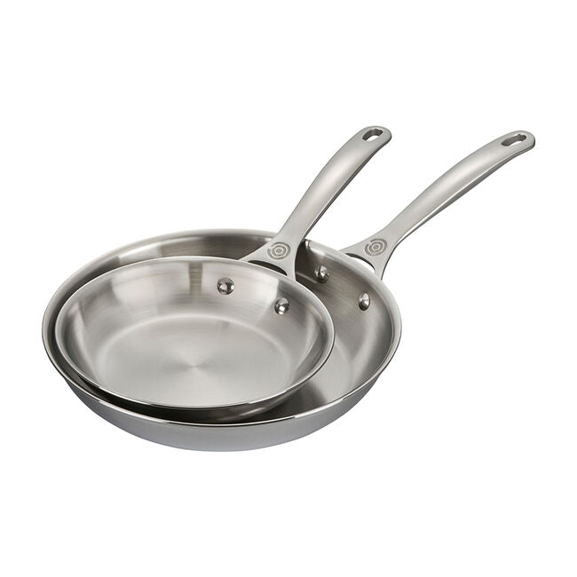 Le Creuset - 2 Piece Stainless Steel Fry Pan (8 & 10)