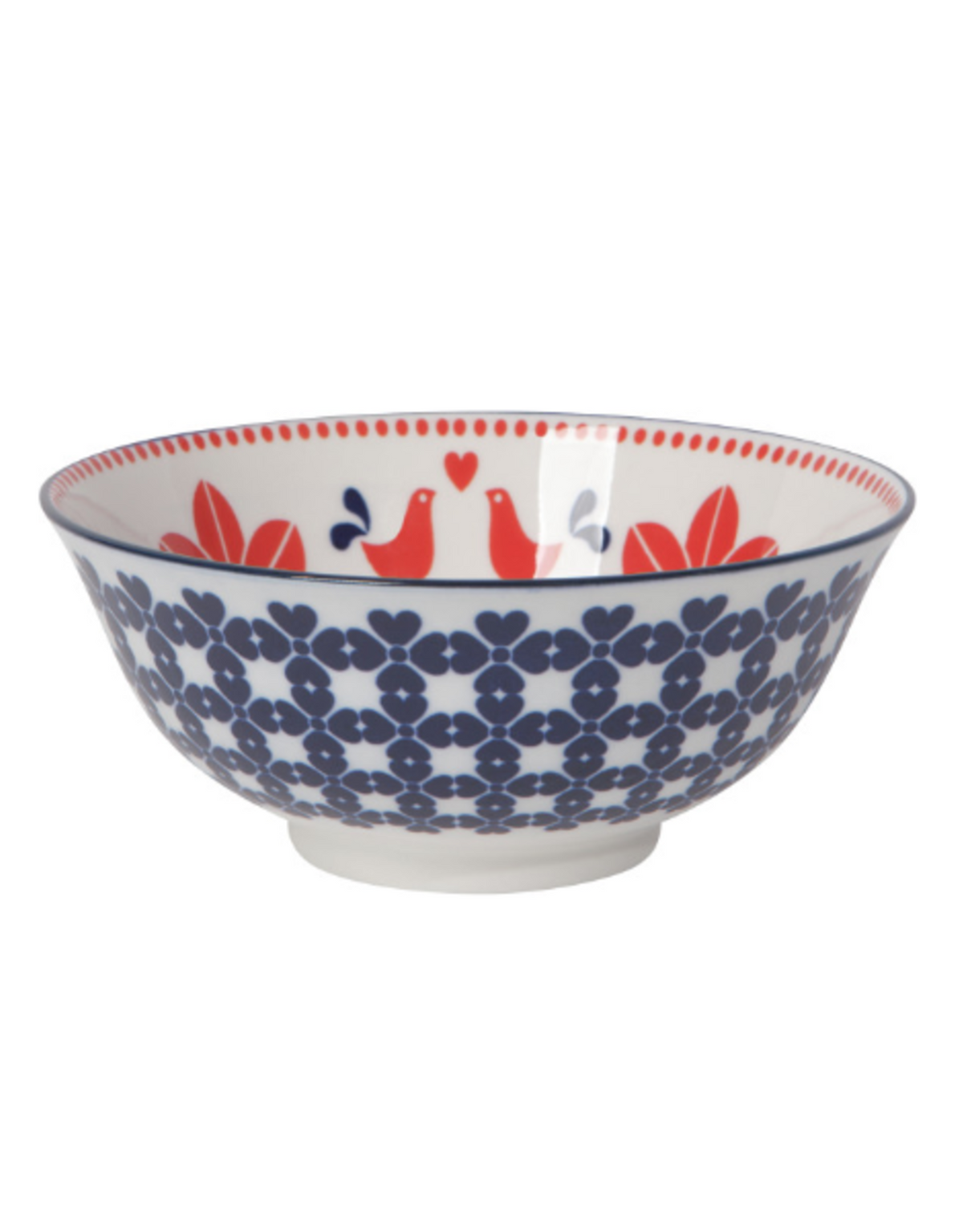 Now Designs - Stamped Bowl Red Navy Bird 6"