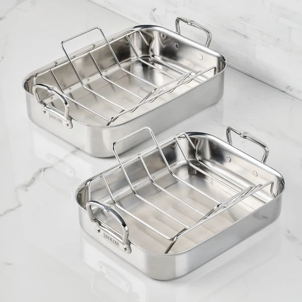 HESTAN OvenBond - Polished Clad Stainless Steel Roasters with Rack
