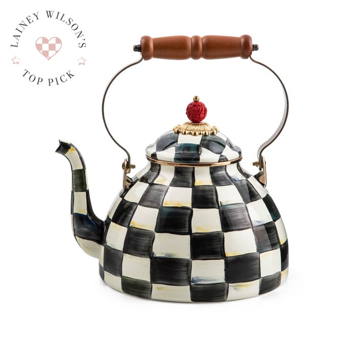Mackenzie Childs - Mocha Check Tea Kettle