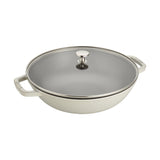 STAUB CAST IRON -  4.5 QT WOK WITH GLASS LID