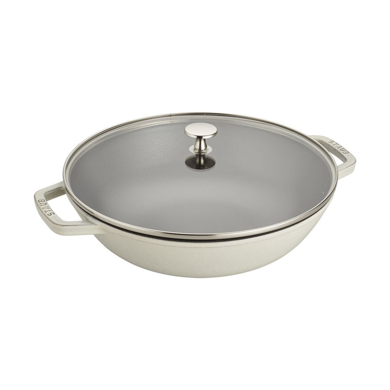 STAUB CAST IRON -  4.5 QT WOK WITH GLASS LID
