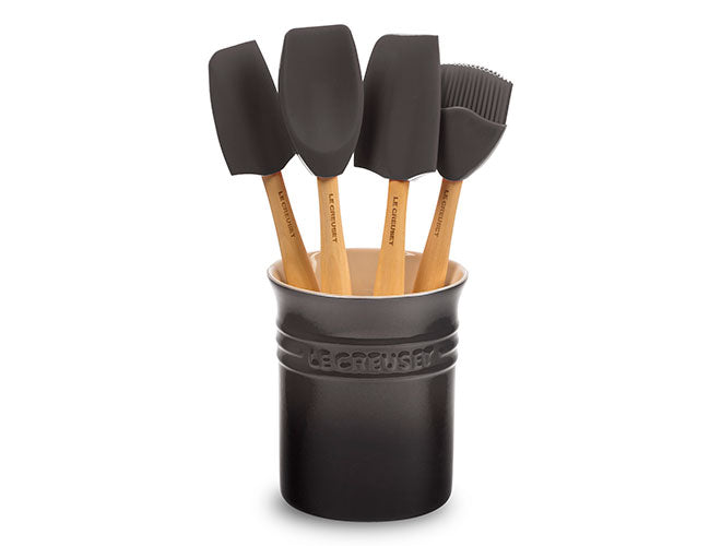 Le Creuset- 5-piece Silicone Utensil Set with Crock - Oyster