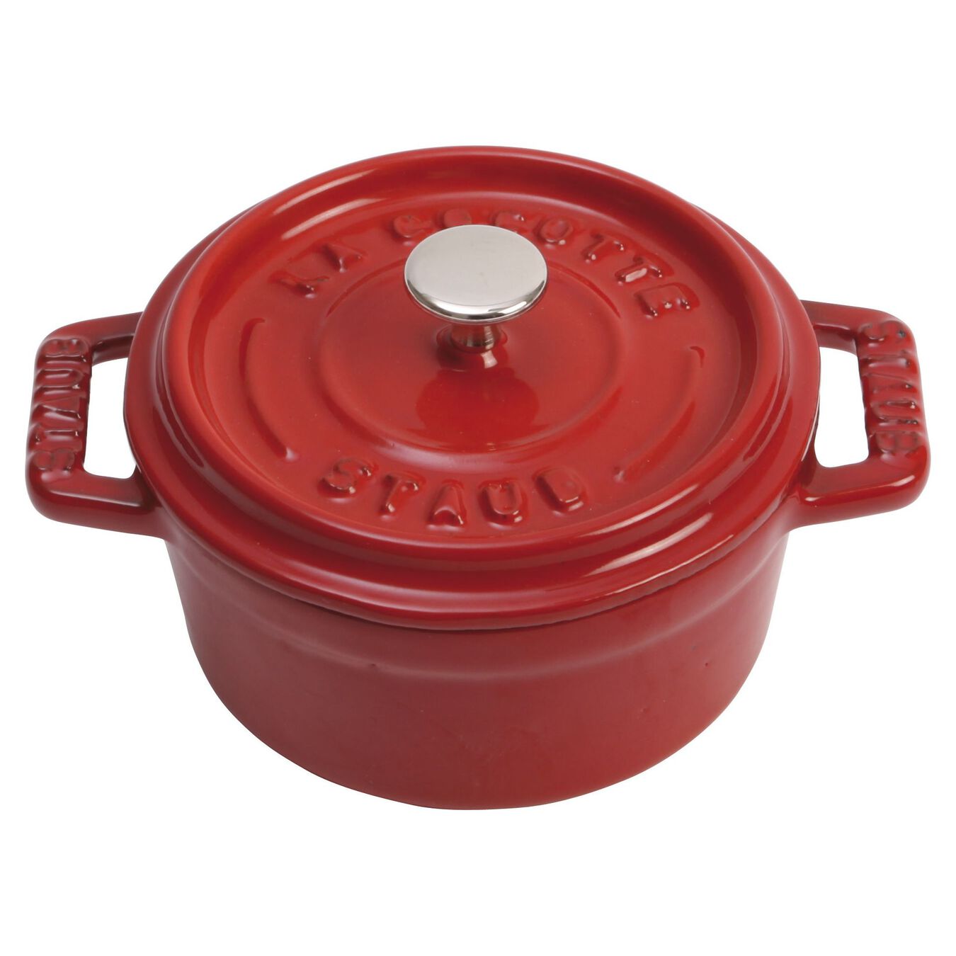 Staub 4-Quart Cast Iron Round Cocotte with Glass Lid - Cherry