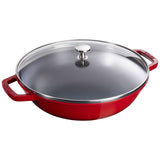 STAUB CAST IRON -  4.5 QT WOK WITH GLASS LID