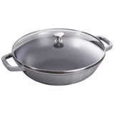 STAUB CAST IRON -  4.5 QT WOK WITH GLASS LID
