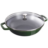 STAUB CAST IRON -  4.5 QT WOK WITH GLASS LID