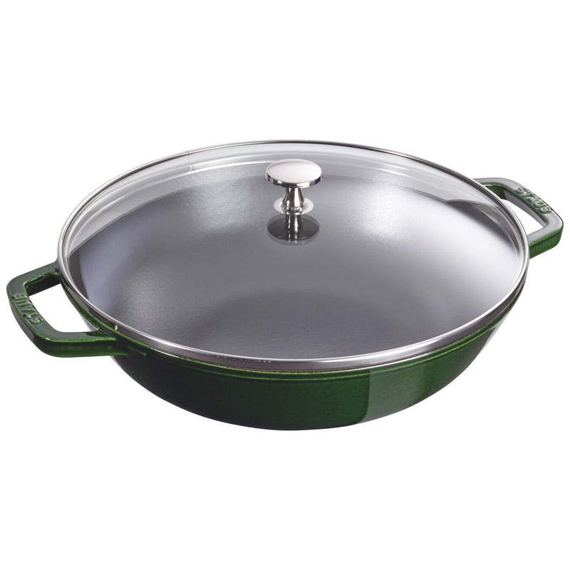STAUB CAST IRON -  4.5 QT WOK WITH GLASS LID
