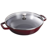 STAUB CAST IRON -  4.5 QT WOK WITH GLASS LID