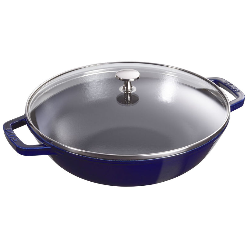 STAUB CAST IRON -  4.5 QT WOK WITH GLASS LID