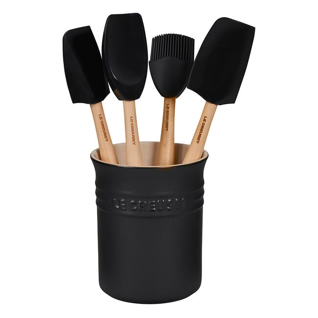 Le Creuset -5-piece Silicone Utensil Set with Crock - Licorice