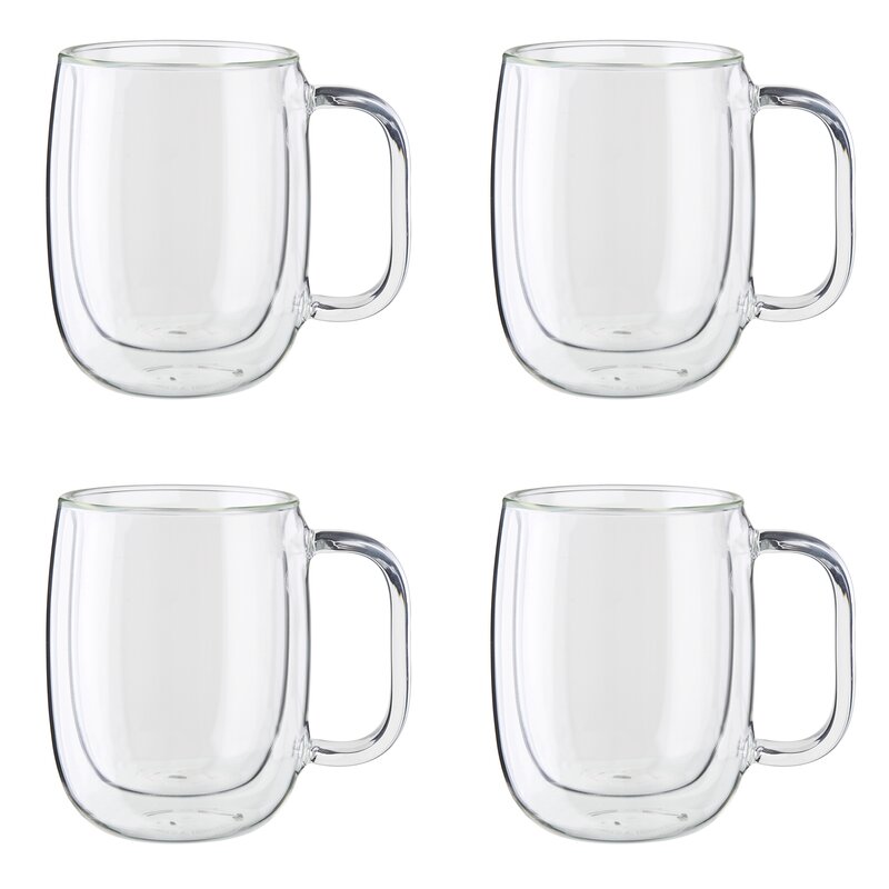ZWILLING - SORRENTO PLUS 4-PC DOUBLE-WALL GLASS COFFEE MUG SET