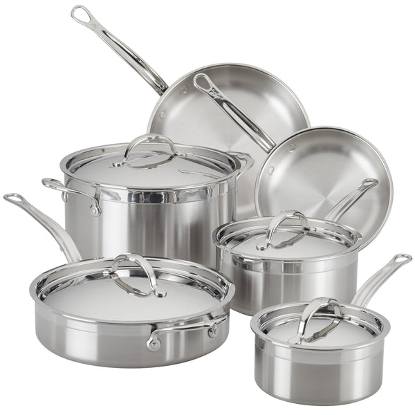 HESTAN Professional Clad Stainless Steel Ultimate Cookware Set - 10 -Piece Set