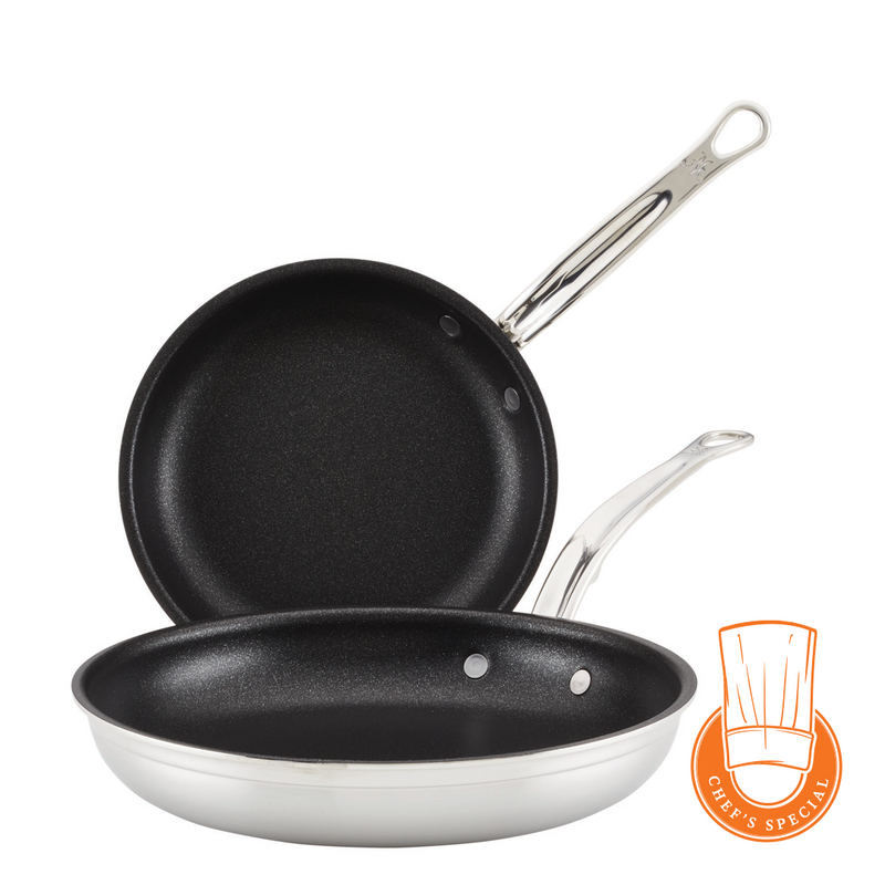 Hestan Professional Clad Stainless Steel Titum Nonstick 2- pc Skillet Set